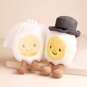 Jellycat Amuseables Boiled Egg Bride & Groom - Authentic - BNWT - Wedding Gift